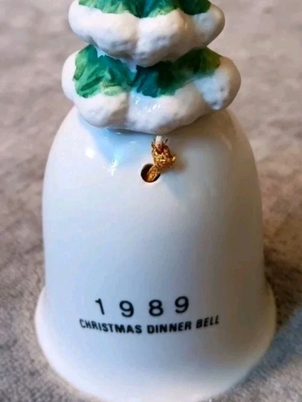 1989 Christmas Dinner Bell, Vintage 80s Holiday Retro Winter Home Decor Small